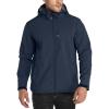 Outdoor Ventures Men’s Lightweight Softshell Jacket Fleece Lined Hooded Water Resistant Winter Hiking Windbreaker Jackets(Midnight Blue Heather-removable Hood)