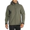 Outdoor Ventures Men’s Lightweight Softshell Jacket Fleece Lined Hooded Water Resistant Winter Hiking Windbreaker Jackets(Olive Green- Removable Hood)