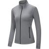 Outdoor Ventures Women’s Full Zip Up Athletic Jacket Lightweight Workout Running Jacket with Pockets for Hiking Yoga Gym(Light Grey Heather)