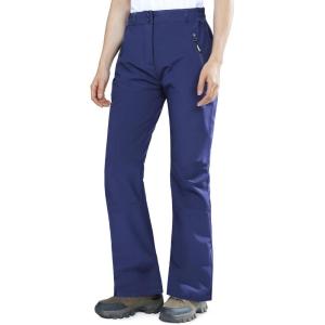 Outdoor Ventures Fleece Lined Waterproof Pants Women Ski Snow Insulated Softshell Snowboard Hiking with Boot Cut(New Dark Blue – Elastic Waistband)