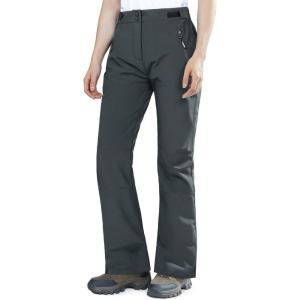 Outdoor Ventures Fleece Lined Waterproof Pants Women Ski Snow Insulated Softshell Snowboard Hiking with Boot Cut(New Dim Grey – Velcro Waistband)