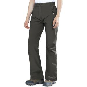 Outdoor Ventures Fleece Lined Waterproof Pants Women Ski Snow Insulated Softshell Snowboard Hiking with Boot Cut(New Grey – Elastic Waistband)