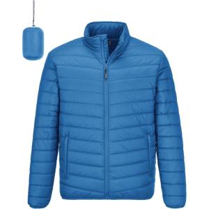 Outdoor Ventures Men’s Lightweight Packable Puffer Winter Jacket Insulated Puffy Coat for Snow Ski Hiking Travel(Cobalt Blue(fold in Pocket Or Bag))