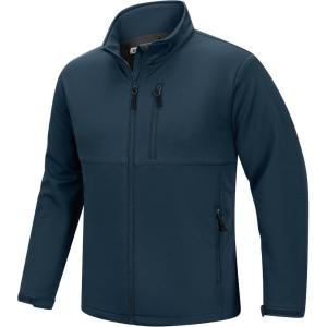Outdoor Ventures Men’s Softshell Jacket Waterproof Fleece Lined Rain Shell Jacket Lightweight Windbreaker for Hiking Travel(Blue)