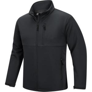 Outdoor Ventures Men’s Softshell Jacket Waterproof Fleece Lined Rain Shell Jacket Lightweight Windbreaker for Hiking Travel(Grey)