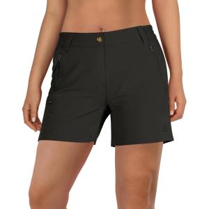Outdoor Ventures Women’s Hiking Shorts Stretch Lightweight Golf Shorts Quick Dry UPF 50+ 5 inch Cargo Short for Camping(Dark Black)