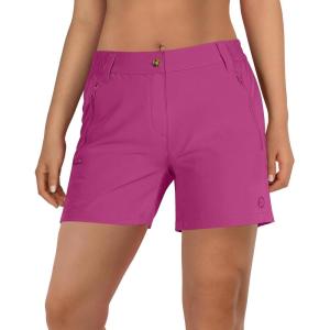 Outdoor Ventures Women’s Hiking Shorts Stretch Lightweight Golf Shorts Quick Dry UPF 50+ 5 inch Cargo Short for Camping(Raspberry Red)