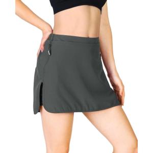 Outdoor Ventures Women’s Tennis Skirts with Pockets, Golf Skort Workout Athletic Running Hiking Skirts with Shorts(Grey-upgrade)