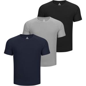 Outdoor Ventures Men’s Workout Dry Fit T Shirts 3 Pack Quick Dry Active Short Sleeve Tee Shirts for Athletic Running Gym