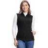 Outdoor Ventures Women’s Fleece Vest, Zip Up Lightweight Soft Running Vest Outerwear Sleeveless with Pockets(Black)