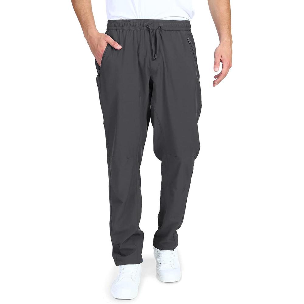 imageOutdoor Ventures Mens Summer Jogger Sweatpants Lightweight Water Resistant Active Casual Hiking Pants for Workout Gym Running Sport Dark Brown