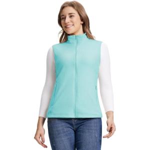 Outdoor Ventures Women’s Fleece Vest, Zip Up Lightweight Soft Running Vest Outerwear Sleeveless with Pockets(Mint Green)